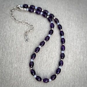 Carolyn Pollack Amethyst Beaded Necklace w/ Sterling Silver Extender